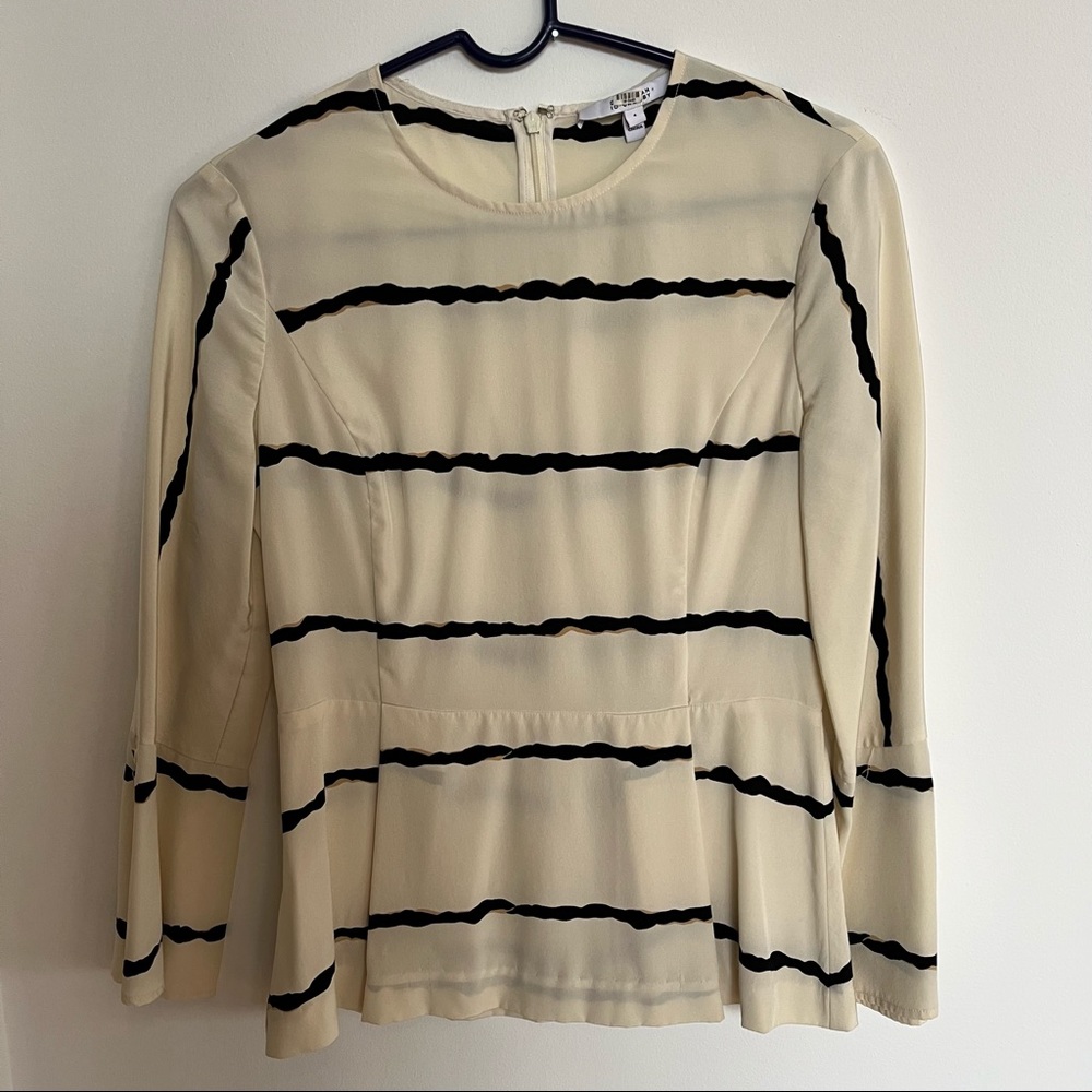 Derek Lam 10 Crosby cream stripe silk peplum S
